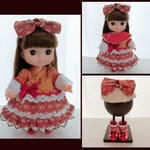 メルちゃんサイズ　和んぴぃす　ヘアリボン　ショール　靴　4点セット　和風ワンピース　和柄　服　ソランちゃん　レミンちゃん　ゴスロリ　ロリータ
