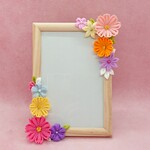 花の写真立て  つまみ細工