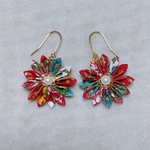 つまみ細工のピアス　赤　和柄　花柄