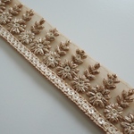 【50㎝カット済み】カラーチュール刺繍リボン   【ベージュ】