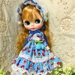ネオブライスアウトフィットクラシカル　いちごワンピ、ヘッドドレスセット　ブライス服　ネオブライス服　着せ替え服19