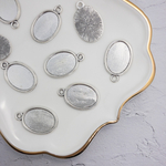 #144【14pcs】ミール皿_カン付き_シルバー_アンティーク調(18×13mm)