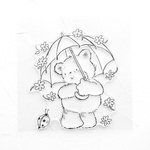 No.49　スタンプステッカー　しろくまと傘　アクリル台用