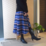 再販【受注制作】アッシュブルーのアシンメトリースカート　