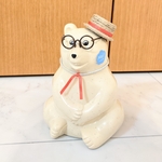 【再販】しろくま貯金箱　３点セット　しろくま君　赤色　リボン　メガネ　茶色　首飾り　着せ替え服　置物　玄関小物