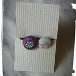 くるみボタンのヘアゴム パープル 