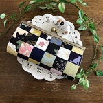 長財布☆猫松模様☆和風パッチワーク柄☆猫ちゃん☆カラシ系☆受注製作