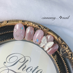 蝶々ネイル　ネイルチップ　韓国ネイル　ギャラクシーネイル