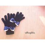 バイカラーリボン 手袋 navy
