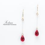 揺れるチェコドロップ~RED~(509) ピアス/イヤリング/ノンホールピアス/樹脂ピアス