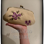 フランス製◉お花刺繍　シャンパンゴールド◉親子がま口　がま口財布