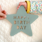 ★送料込★木製プレート☆スターお誕生日プレート　HAPPYBIRTHDAY☆グリーン　撮影アイテム　バースデーフォト