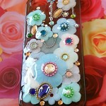蓄光 お花シリーズ 「オーブ光輪｣ステンドグラス調クールビューティ❇ iPhone5/5s 用  