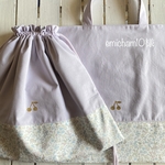 emicham10様☆リバティプリント メドウテイルズパステルカラー×ラベンダー×さくらんぼワッペンレッスンバッグ他オーダーページ