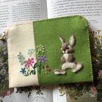 🐰felt de patchworkうさぎのポーチ💐