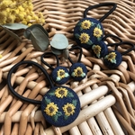 【再販3】親子.姉妹ペア♡ひまわり刺繍ヘアゴム  