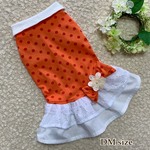 犬服！小型犬DMサイズ 🍊オレンジドット フリフリワンピース🧡(胴長)