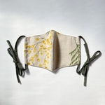 natural mimoza ribbon mask 〈002〉【 おしゃれ　布マスク　フィルターポケット　リボンマスク　きれいめマスク　ミモザ　コットンリネン　ボタニカル　】