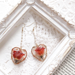 まるごと 薔薇 ハート レジン ピアス イヤリング ♡ 