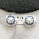 パール刺繍とビーズフリンジのピアス/イヤリング