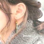 ls 天然石ラブラドライトのロングピアス