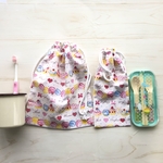 〔6〕カトラリーケース入れ&大きめ巾着のセット　〜スイーツ〜