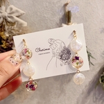 新作♡*°ドライフラワーレジン×淡水パール風コインビーズ イヤリング　ピアス