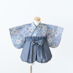 ✳︎ お花と淡い紺色のベビー袴 ✳︎ 70〜80cm リボン付