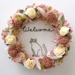 のんびり猫のWelcomeクラシックローズリース
