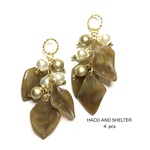 4pcs★leaf marble tassel・camel brown（アクリルビジューチャーム）