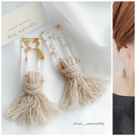 【♡ポイントに♡】クリアなスクエアロープタッセルピアス✰樹脂ピアス☆