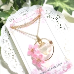 『啓翁桜(けいおうざくら)』のハーバリウムネックレス〜本物の桜〜ドライフラワー✨ハーバリウム