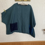 リネンの身巾たっぷり　ももんがプルオーバー　グリーン系