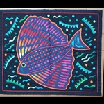 モラのミニタペストリー　魚　黑