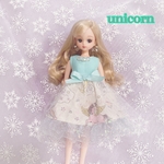 124【新作】【再販2】ユニコーン🦄ミント☆リカちゃんワンピース☆ハンドメイド 