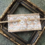 【再販】インド刺繍 ポニーフック 白×ゴールド ラップリボン