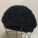 夏🌴先取りSALE🌟オーロラ✳︎スパンコール煌めく✳︎透かし模様のゆったり♪サマーキャップ/ノーブルブラック/再販