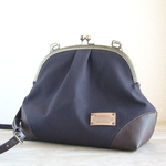 帆布のがま口ショルダーバッグ【チャコール】