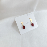 【彫金/一点限り】真鍮ピアス ガーネット