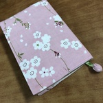 手ぬぐいのブックカバー　文庫本用  山茶花　さざんか
