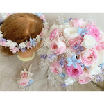 【専用ページ】大きめサイズプリザーブドフラワーのナチュラルブーケ ブートニア  花かんむり３点 プラスベッドパーツ