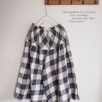ブロックチェックCOTTONでたっぷりギャザーのガーリッシュパンツ