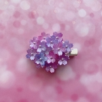 立体桜のヘアクリップ　夜桜満開　グラデーション星空色