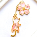 桜 と 桜色 猫 ちゃん♡ ストラップ キーホルダー ネックレス バッグチャーム からお選びできます