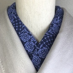 洗える刺繍半衿　蒼い薔薇【1点のみ】