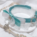 人気♡ティファニーブルーモデル首輪♡三重リボン♡minne_new