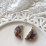 𝕜𝕦*𝕞𝕠𝕞𝕠𖦥⚘𖡡𖤣ブラウンカラー アンティーク フラワー ハーフムーン レジン ピアス  母の日