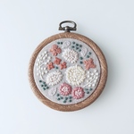 white pink 花束の刺繍フレーム　beige