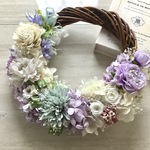 Lilac × Lavender ranunculus * wreath * 母の日　リース　ギフト