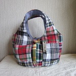 ぷっくりまる～いトートバッグ☆パッチワークチェック